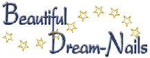Schriftzug "Beautiful Dream-Nails" mit gelben Sternen darum.