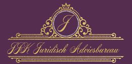 Logo van JGK Juridisch Adviesbureau, sierlijk goud op een paarse achtergrond.