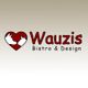 Logo mit rotem Herz, Hundeprofilen und Text: "Wauzis Bistro & Design" auf weißem Verlaufshintergrund.