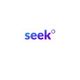 The image features the word "seek" in gradient blue and purple with a small circle over the "k".