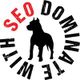 Dog silhouette surrounded by "Dominate with SEO" text in a circular fashion.
