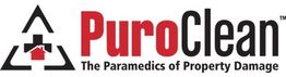 Logo with text "PuroClean: The Paramedics of Property Damage" and a triangle with a house.