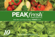 Verpackung von PEAKfresh mit frischem Gemüse und Salat. Text: PEAKfresh FRESHNESS LIVES.