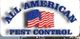 Logo with text "All American Pest Control" and two American flags.