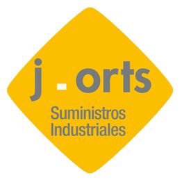 Logo amarillo de jorts, Suministros Industriales, con letras grises.