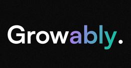 Schwarzer Hintergrund mit dem Wort "Growably" in weißen und bunten Buchstaben.