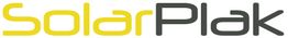 Logo de "SolarPlak" en texto amarillo y gris, con fuente moderna y fondo blanco.