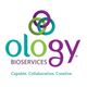 Logo of Ology Bioservices with interlocking circles and text: "Capable. Collaborative. Creative."