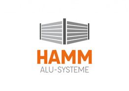 Logo avec texte "HAMM ALU-SYSTEME" et icône de barrière en aluminium stylisée.