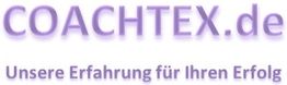 Text: COACHTEX.de - Unsere Erfahrung für Ihren Erfolg in lila Schrift auf weißem Hintergrund.