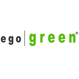 Logo mit Text "ego" in Schwarz und "green" in Grün.