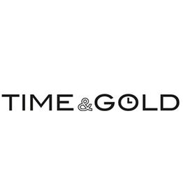 Texto "TIME & GOLD" con un reloj en lugar de la letra "O" en "GOLD".