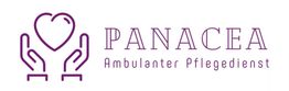 Zwei Hände halten ein Herz, daneben steht "PANACEA Ambulanter Pflegedienst" in lila Schrift.