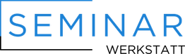 Blaues Wort "SEMINAR" in Großbuchstaben auf weißem Hintergrund.