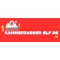 Rotes Logo mit Text "Kammerjaeger-elf.de", zwei Figuren und Insektensymbol.