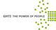Logo mit Text "GHTI THE POWER OF PEOPLE" und grünen Punkten in einer Pfeilform rechts.
