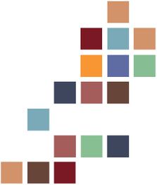 Bunte quadratische Muster in diagonaler Ausrichtung auf weißem Hintergrund.