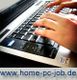 Hände tippen auf Laptop-Tastatur; unten steht "www.home-pc-job.de".