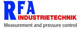 Logo von RFA Industrietechnik mit dem Slogan "Measurement and pressure control".