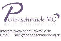 Logo von Perlenschmuck-MG mit Website-Link und E-Mail-Adresse für Kontaktaufnahme.