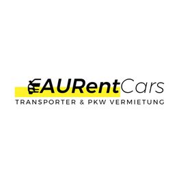 Logo von "AURentCars" mit Text: Transporter & PKW Vermietung; gelber und schwarzer Text.