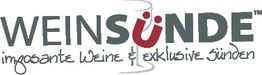 Logo mit Schriftzug: "WEINSÜNDE" und "imposante Weine & exklusive Sünden".