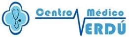 Logotipo del Centro Médico Verdú con estetoscopio azul y línea de pulso.