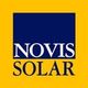 Logo "NOVIS SOLAR": Blauer Text vor gelbem Hintergrund.