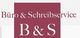 Logo: Büro & Schreibservice, B & S, auf rotem Hintergrund.