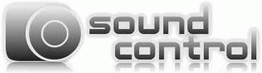 Graues Logo mit einem Symbol links neben dem Text "Sound Control".