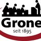 Logo mit Figuren am Tisch, Text: "Grone seit 1895", roter Bogen unten.