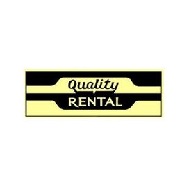 "Quality Rental" logo on a yellow and black design.