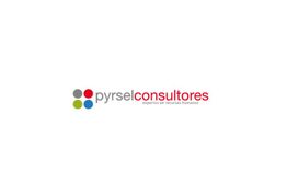 Logo de Pyrsel Consultores con círculos de colores y texto en rojo y gris sobre fondo blanco.