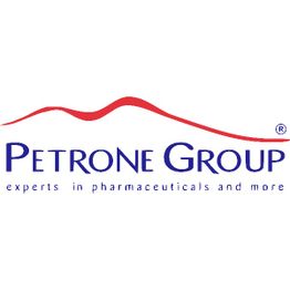 Logo di "Petrone Group" con una linea ondulata rossa sopra il testo.