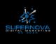 Logo with blue abstract design, says "Supernova Digital Marketing Be Seen" on black background.