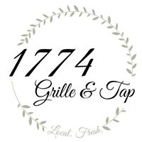 Text reading "1774 Grille & Tap" encircled by a laurel wreath, with "Local. Fresh." below.