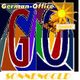 Buntes Logo mit "German-Office" und "SONNENGOLD", Sonne mit Glühbirne-Design in der Ecke.