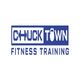 Chuck Town Fitness Training logo with dumbbell and kettlebell elements in blue text.