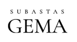 Texto: SUBASTAS GEMA en fuente negra sobre fondo blanco.