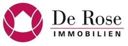 Logo von De Rose Immobilien mit stilisiertem Haus und Text.