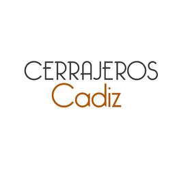 Texto que dice "CERRAJEROS Cádiz" en letras negras y marrones sobre fondo blanco.