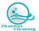 Logo of Zhannas Cleaning with a stylized person and waves in teal.