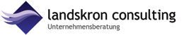 Logo von Landskron Consulting mit einem lila Symbol und dem Text "Unternehmensberatung".