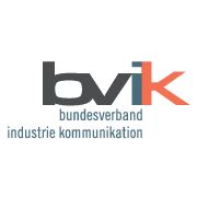 Logo des Bundesverbands Industrie Kommunikation (bvik) mit grauen und orangen Buchstaben.
