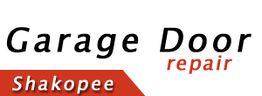 Text: "Garage Door Repair Shakopee" in bold black and red font on white background.