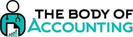Logo with a stethoscope and graph, text: "The Body of Accounting".