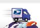 USPS truck on a globe with coins and an orange arrow pointing at them.