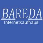 Blauer Hintergrund mit weißem Text: „BAREDA Internetkaufhaus“.