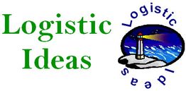 Logo mit grünem Text "Logistic Ideas" und rundem Bild eines Leuchtturms auf Felsen.