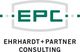 Logo mit Text "EPC Ehrhardt + Partner Consulting" in Grün und Schwarz.